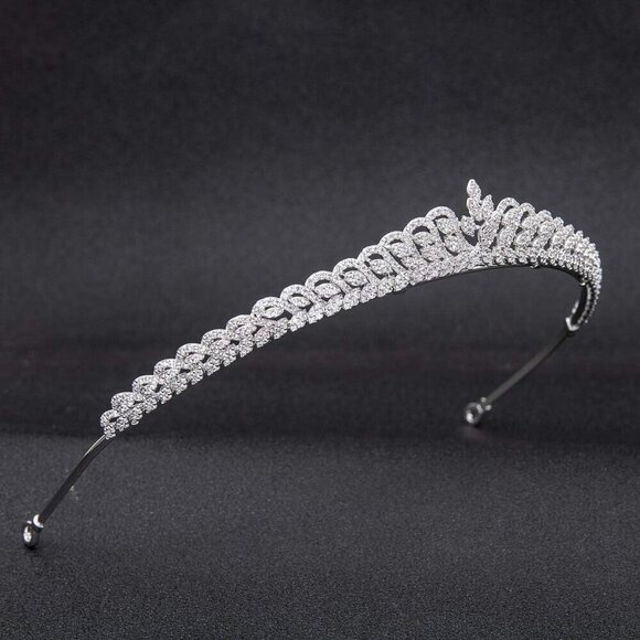 Cubic Zirconia Bridal Tiara Copper Platinum Plated Wedding Hair Accessory main image 6